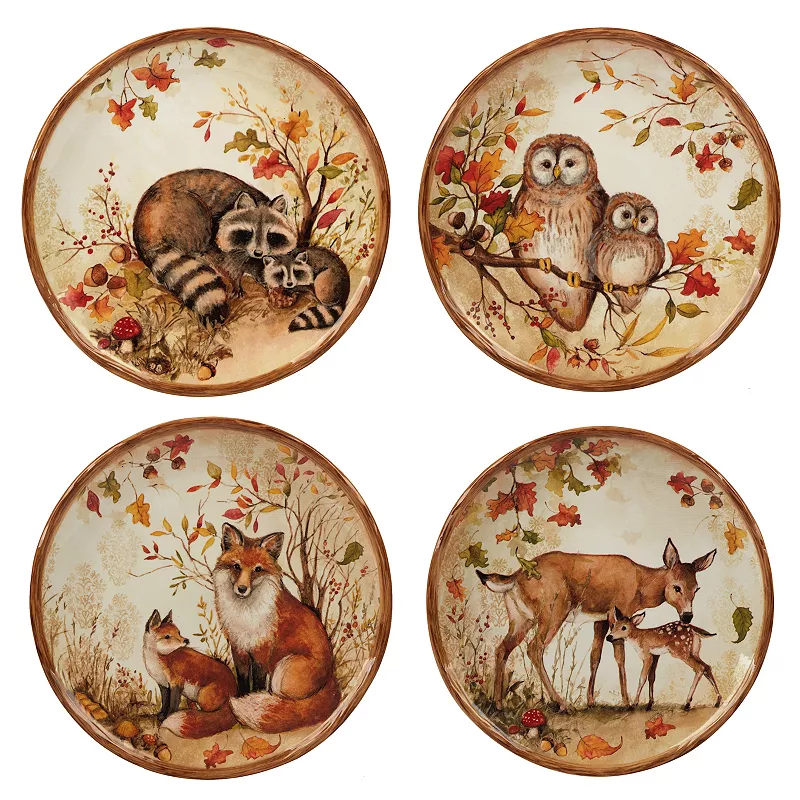 Certified International Pine Forest 4-pc. Dessert Plate Set