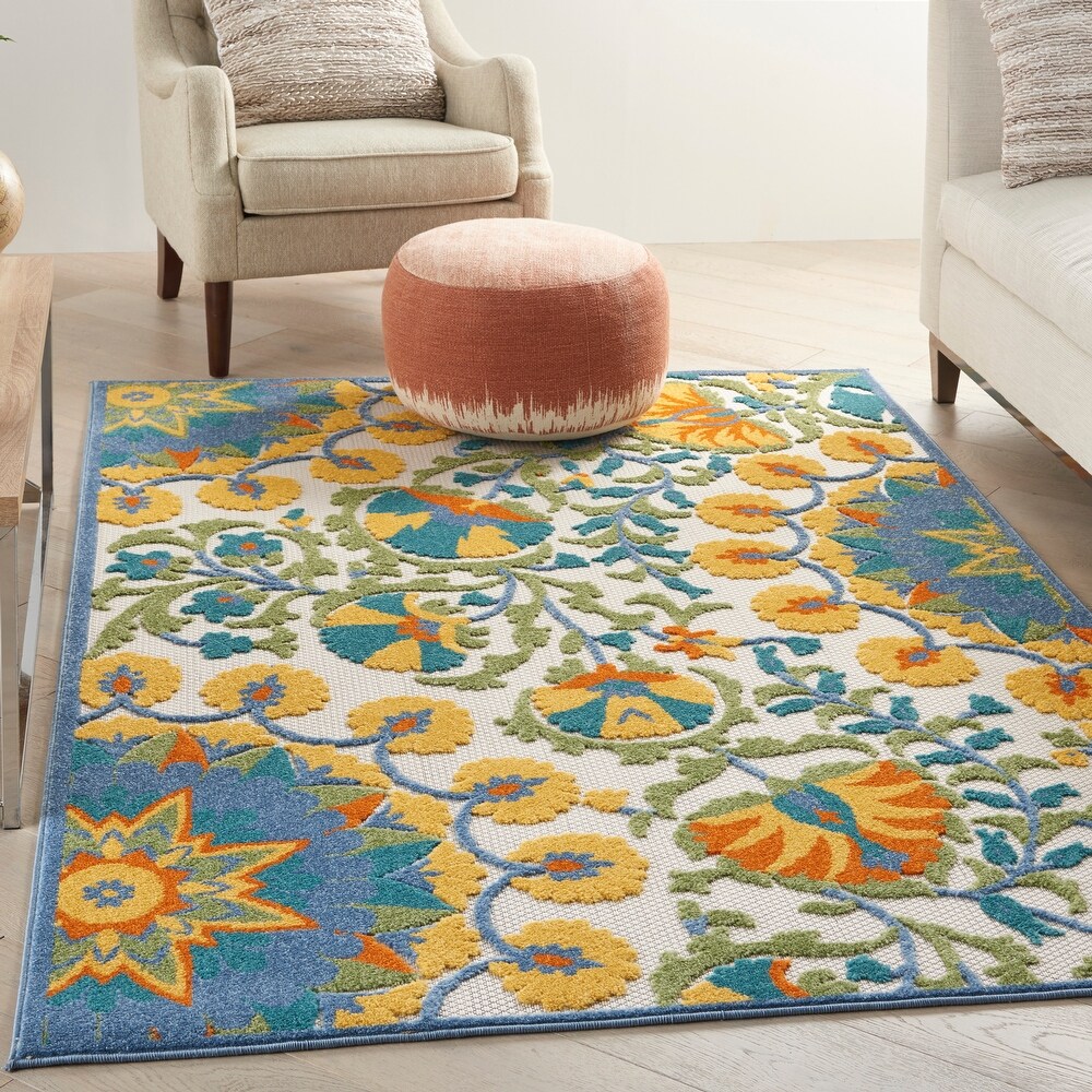 Nourison Aloha Modern Floral Vibrant Multicolored Indoor/Outdoor Area Rug