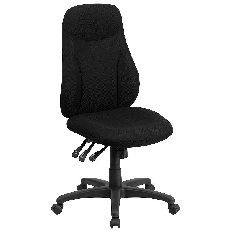 Emma and Oliver High Back Black Fabric Multifunction Swivel Ergonomic Task Office Chair