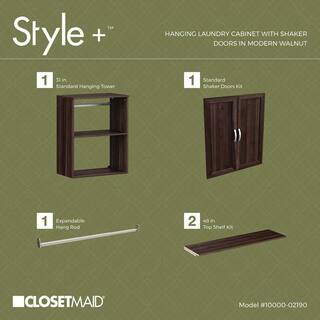 ClosetMaid Style+ 55.12 in. W - 121.12 in. W Modern Walnut Laundry Room Cabinet Kit with Top Shelves and Shaker Doors 10000-02190