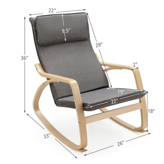 Costway 40356218 Stable Wooden Frame Leisure Rocki...