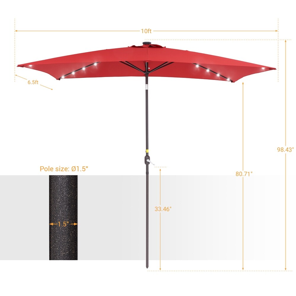 BONOSUKI LED 10 x 6.5ft Outdoor Umbrellas Patio Market Table Umbrellas