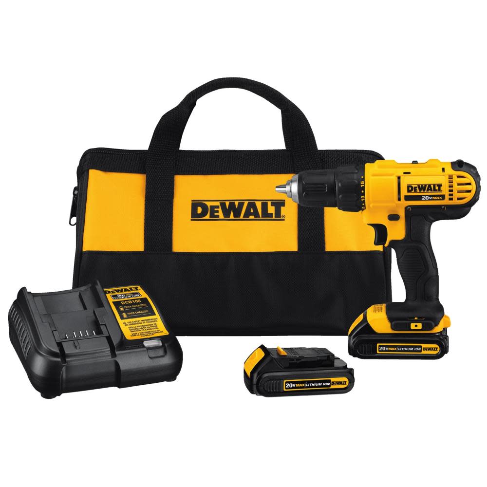 DW 20 V MAX Li-ion Compact Drill/Driver Kit DCD771C2 from DW