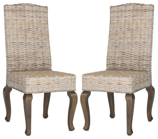 Ryan 18 quotWicker Dining Chair Set of 2 White Washed   Tropical   Dining Chairs   by Virgil Stanis Design  Houzz