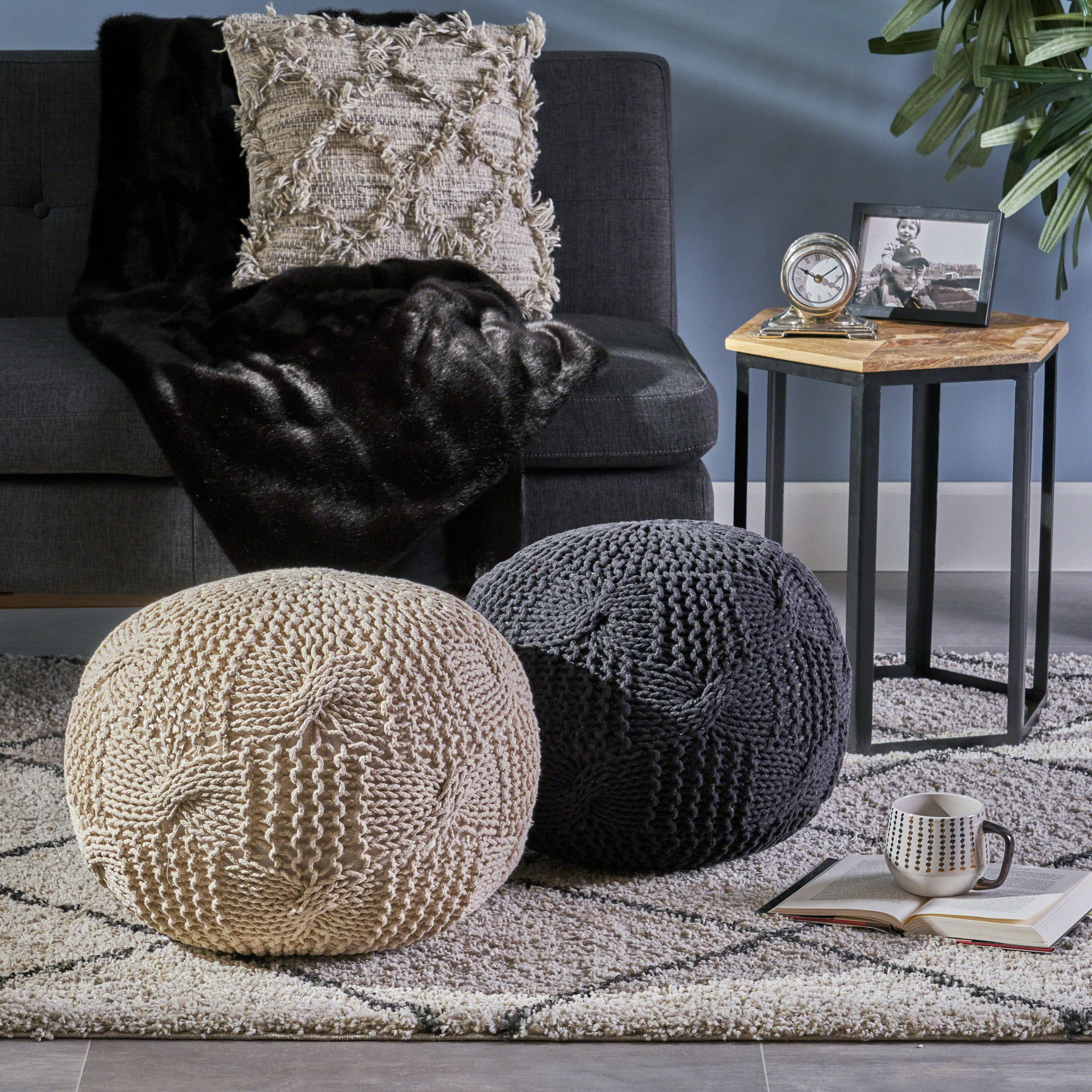 Simi Knitted Cotton Pouf