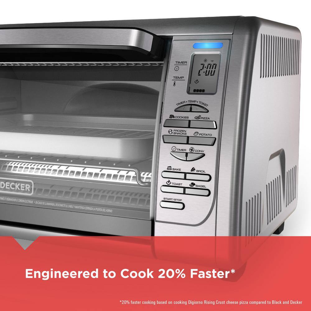 BLACK+DECKER 1500 W 6-Slice Stainless Steel Toaster Oven with Broiler CTO6335S