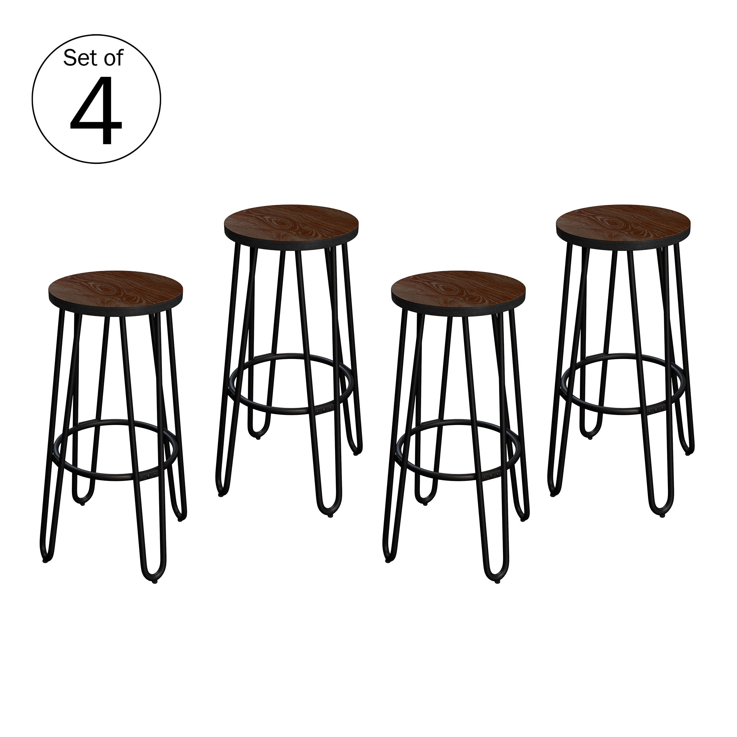 Lavish Home 24-Inch Hairpin Leg Bar Stools， 4-Pack