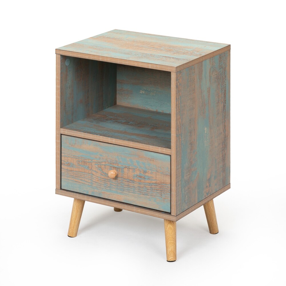 Rust green Low legged single drawer bedside table  pack of 2