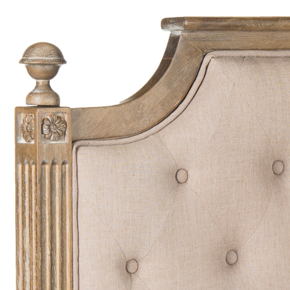 SAFAVIEH Rustic Wood Taupe Tufted Linen Queen Headboard