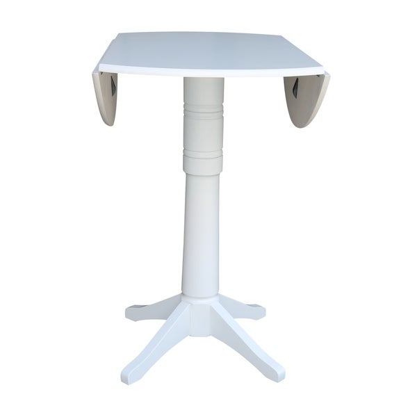 42 in Round Top Dual Drop Leaf Pedestal Table - White