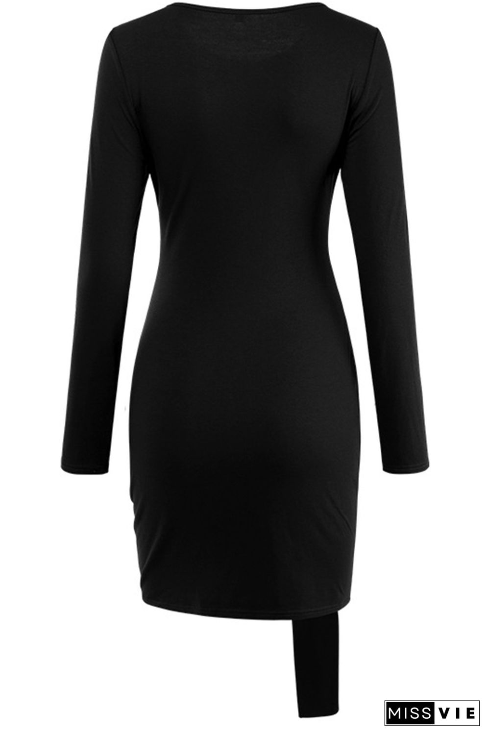 Tie Waist O-neck Long Sleeve Dress Women Wholesale