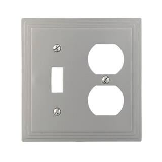 Hampton Bay Tiered 2 Gang 1-Toggle and 1-Duplex Metal Wall Plate - Satin Nickel 84TDNHB