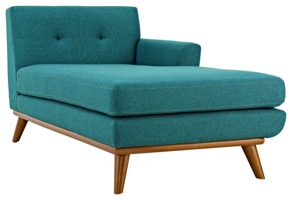 Gianni Teal Right Facing Upholstered Fabric Chaise   Modern   Indoor Chaise Lounge Chairs   by Rustic Home Furniture Deco  Houzz