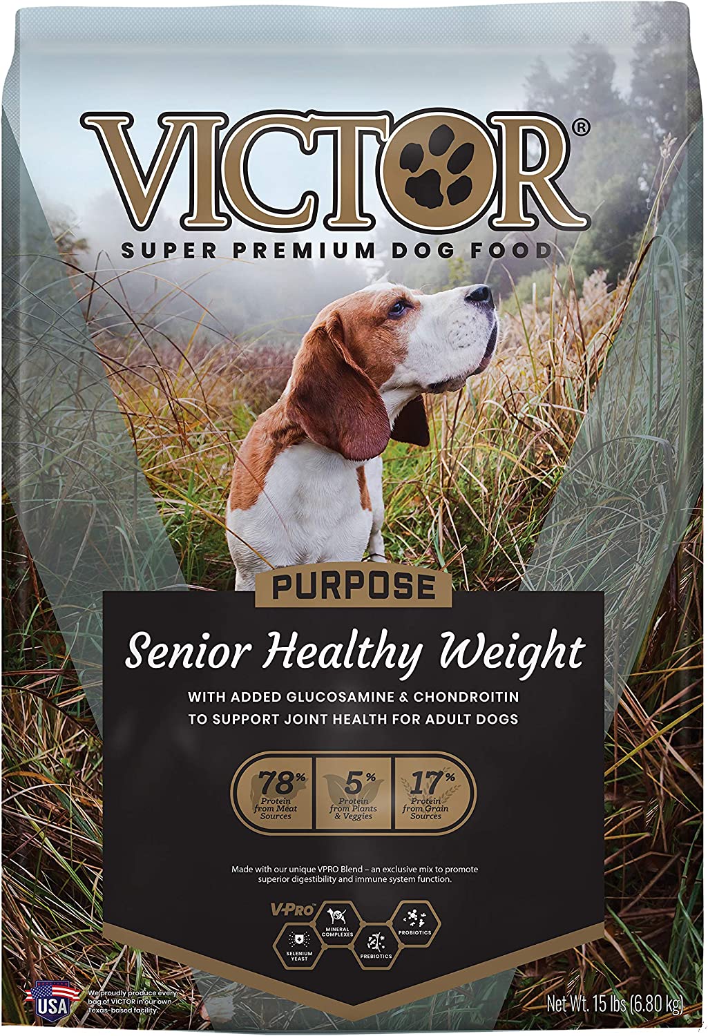 VICTOR Purpose Senior Healthy Weight Dry Dog Food 15 Pound (Pack of 1)