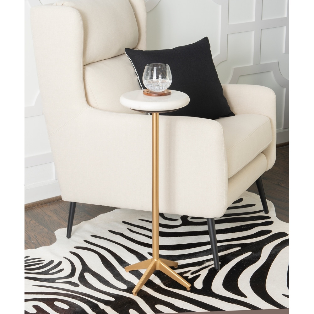 Emily White Marble Glam Drink End Table