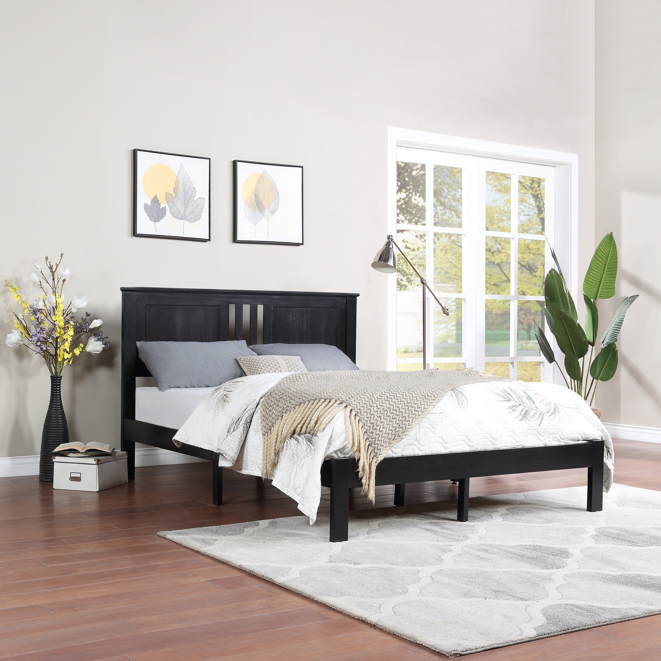 Kashtyn Modern Farmhouse Acacia Wood Queen Bed Platform