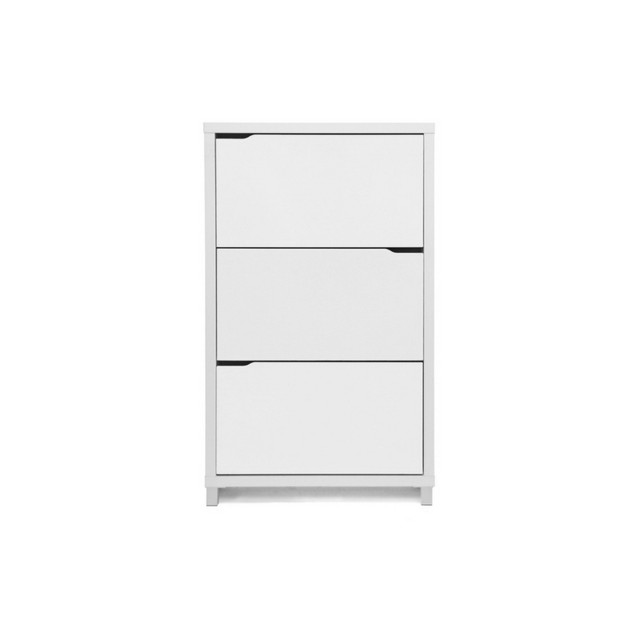 Simms 3 Drawer Modern Shoe Cabinet White Baxton Studio