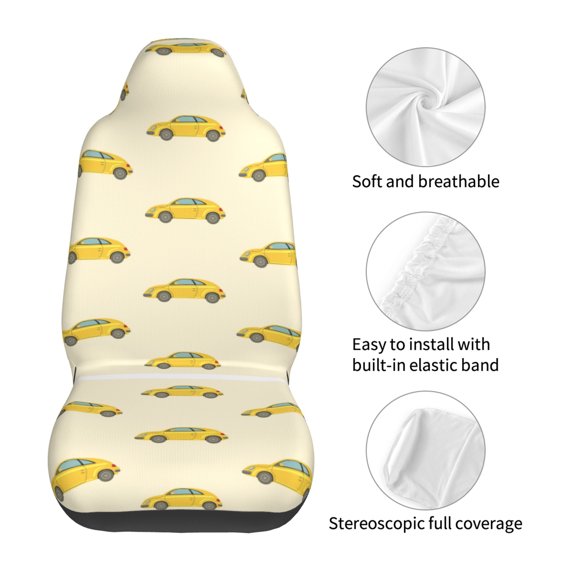 ZICANCN Car Seat Cover Taxi Print Car Front Seat Covers Protectors ， Automotive Seat Covers for Cars Trucks Suv