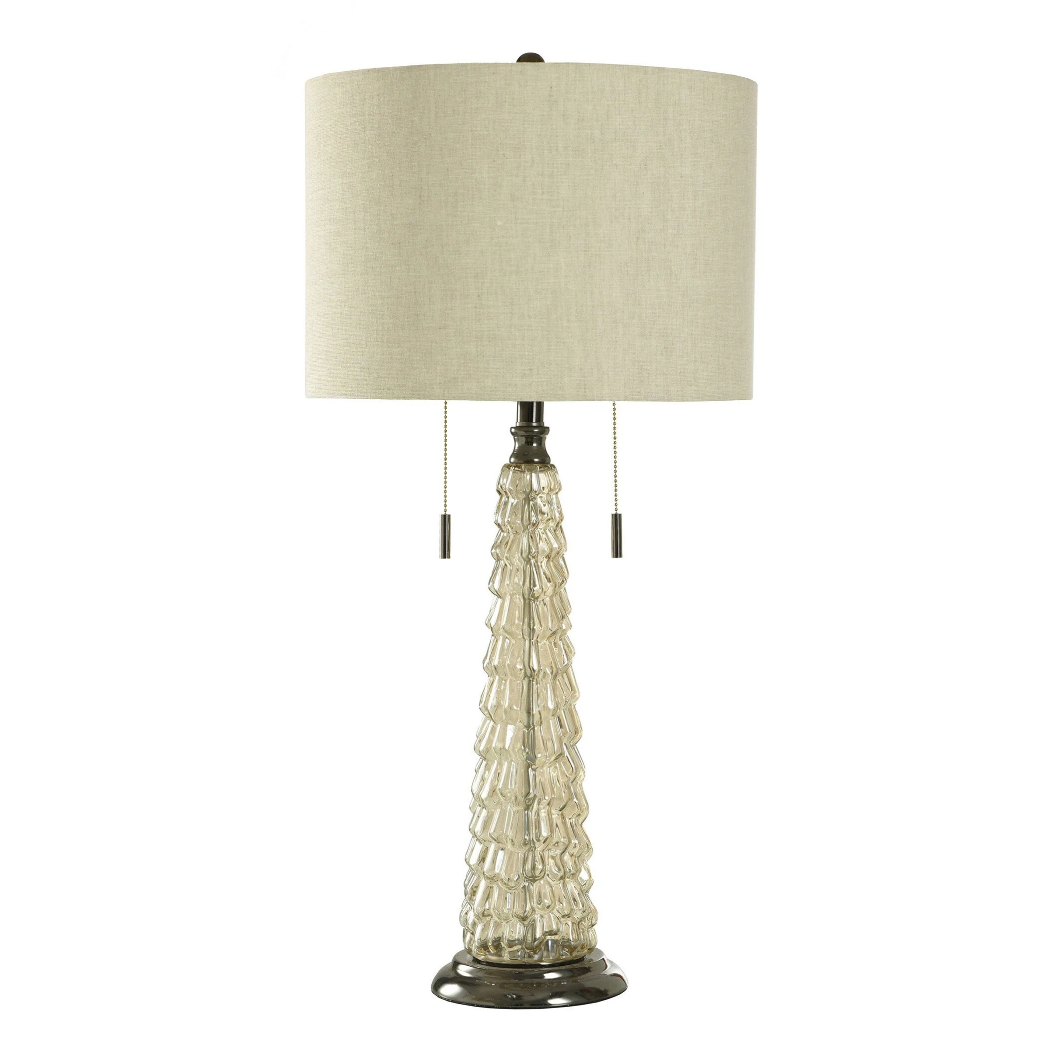 Chandi Glow - Classic Table Lamp - Tapered Tree Translucent Glass Design - Light Oatmeal Shade