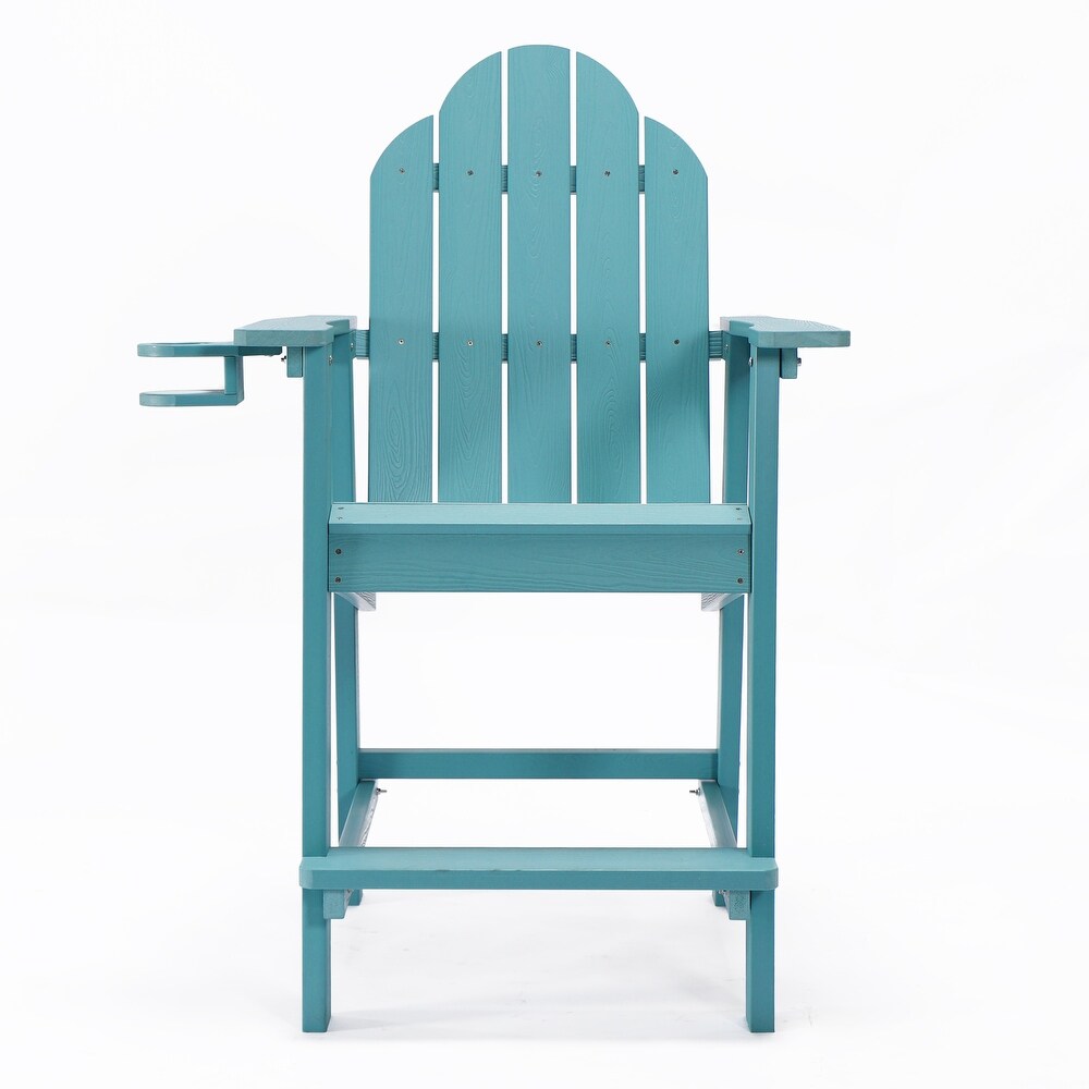 LUE BONA Outdoor Adirondack Chairs with Cup Holder Bar Height Adirondack Bar Stool with Arms for Balcony  Deck  or Patio