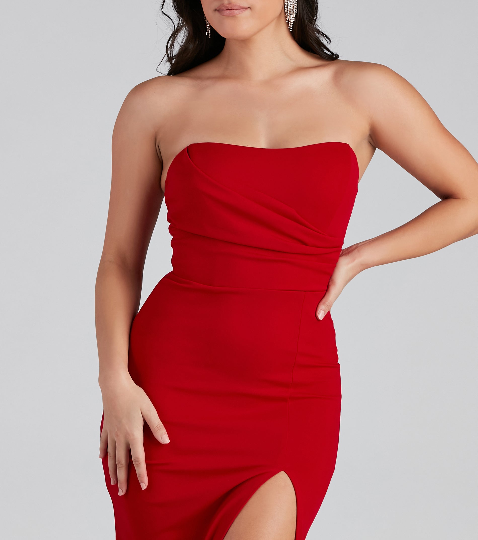 Kaia Strapless High Slit Formal Dress