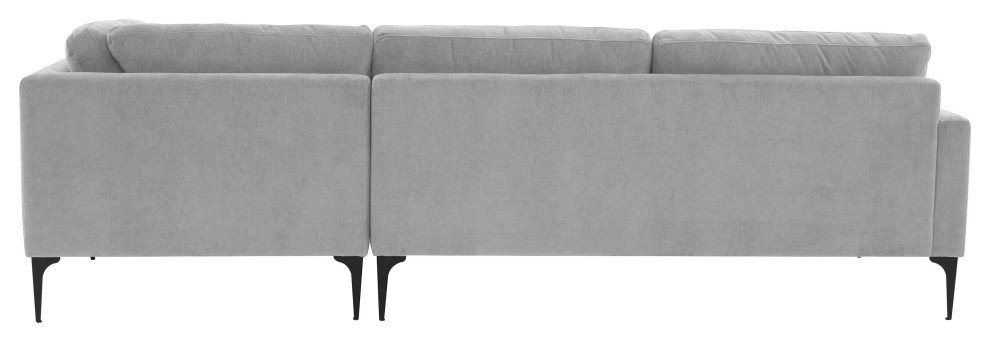 Serena Gray Velvet Right Arm Facing Chaise Sectional With Black Legs   Midcentury   Sectional Sofas   by First of a Kind USA Inc  Houzz