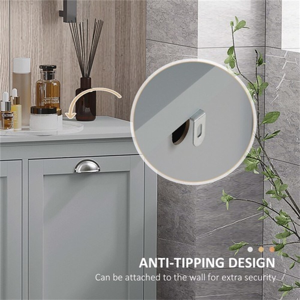 Grey Tilt Out Laundry Sorter Bathroom Storage Cabinet