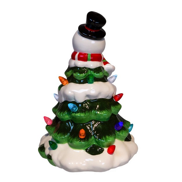 Kurt Adler 9 inch Battery Operated Ceramic Light up Snowman Tree