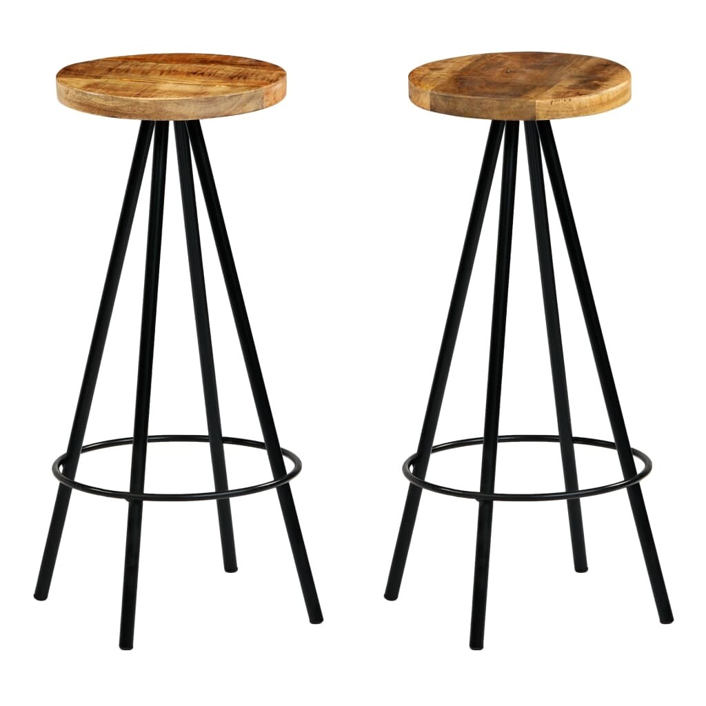 vidaXL Bar Stools 2 pcs Solid Mango Wood - 11.8