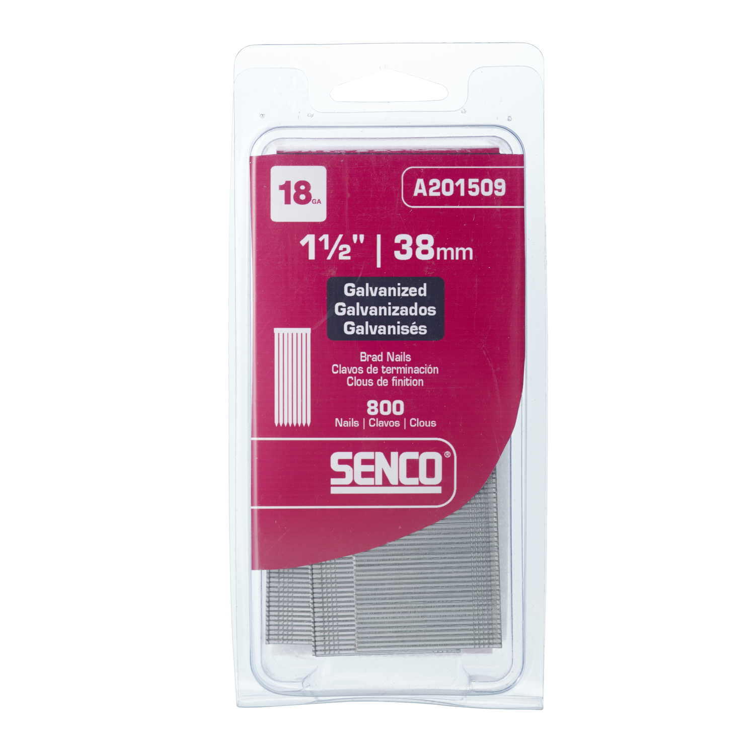 Senco 1-1/2 in. 18 Ga. Straight Strip Galvanized Brad Nails 800 pk