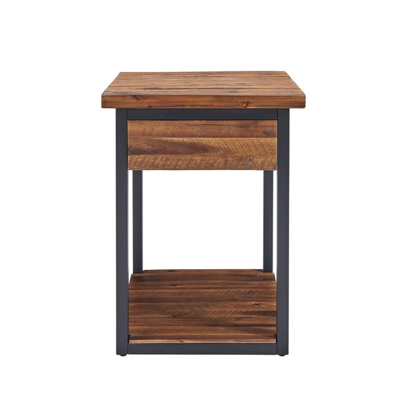 Carbon Loft Ciaravino Rustic Wood End Table with Drawer and Low Shelf