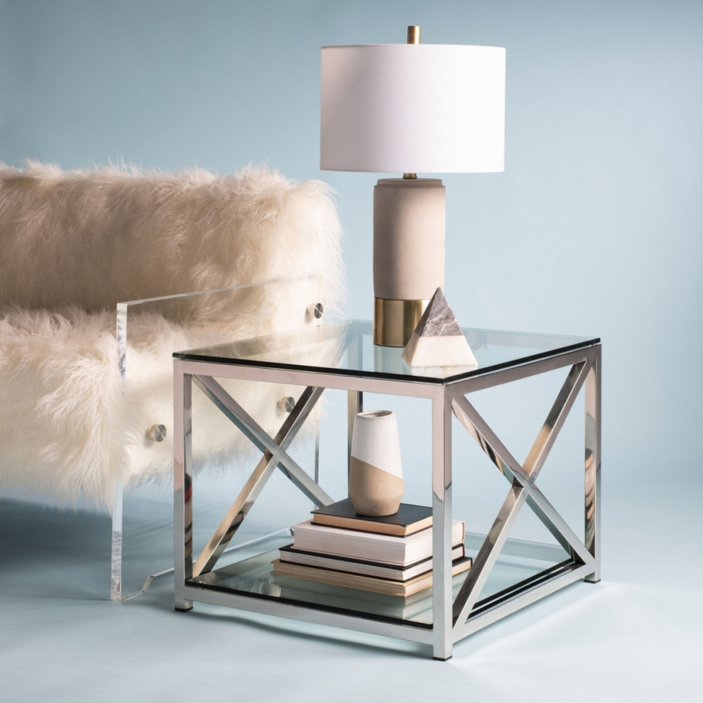 Mathis Glass Top End Table   Contemporary   Side Tables And End Tables   by AED Luxury Home Decor  Houzz