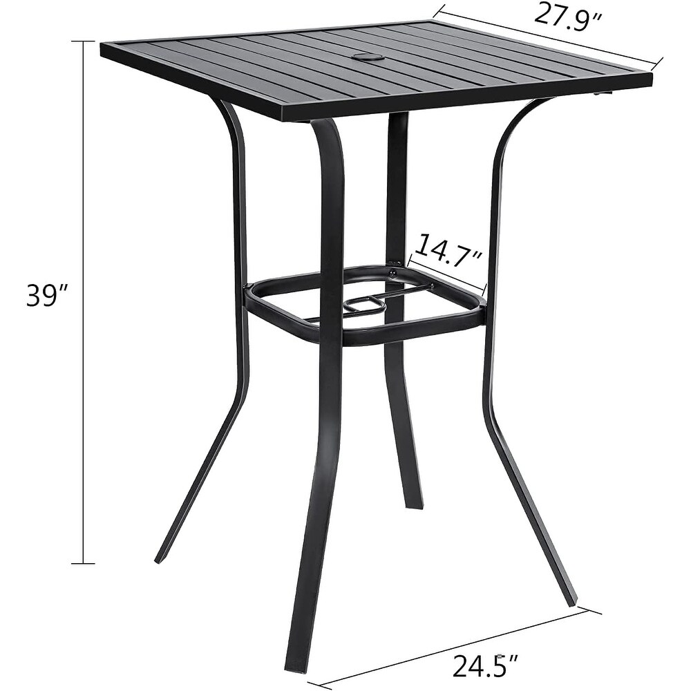 Suncrown Outdoor Bar Height Table Bistro Table with Umbrella Hole