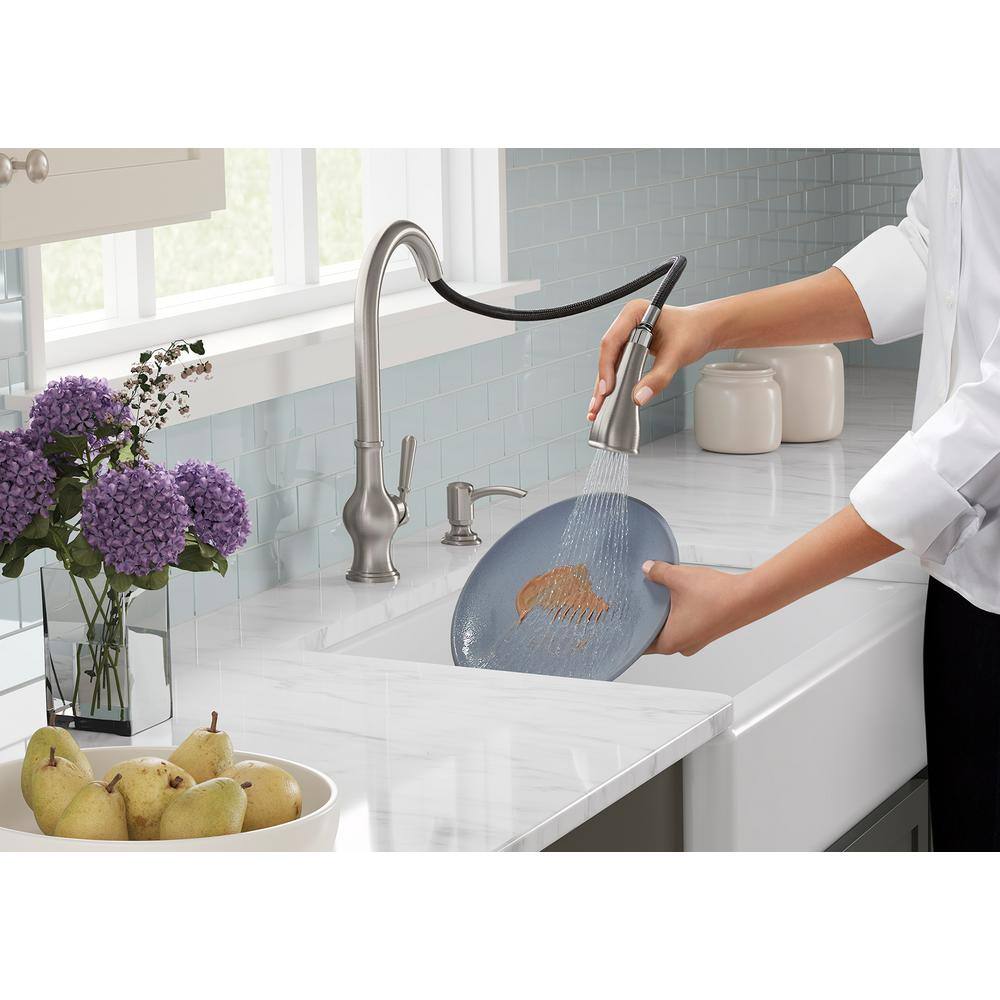 KOHLER Capilano Single-Handle Pull-Down Sprayer Kitchen Faucet with Boost Technology in Vibrant Stainless K-R24214-SD-VS