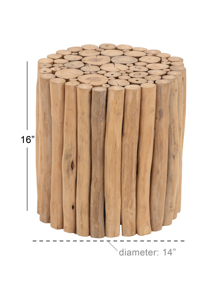 Contemporary Brown Teak Wood Accent Table 38411   Rustic   Side Tables And End Tables   by GwG Outlet  Houzz