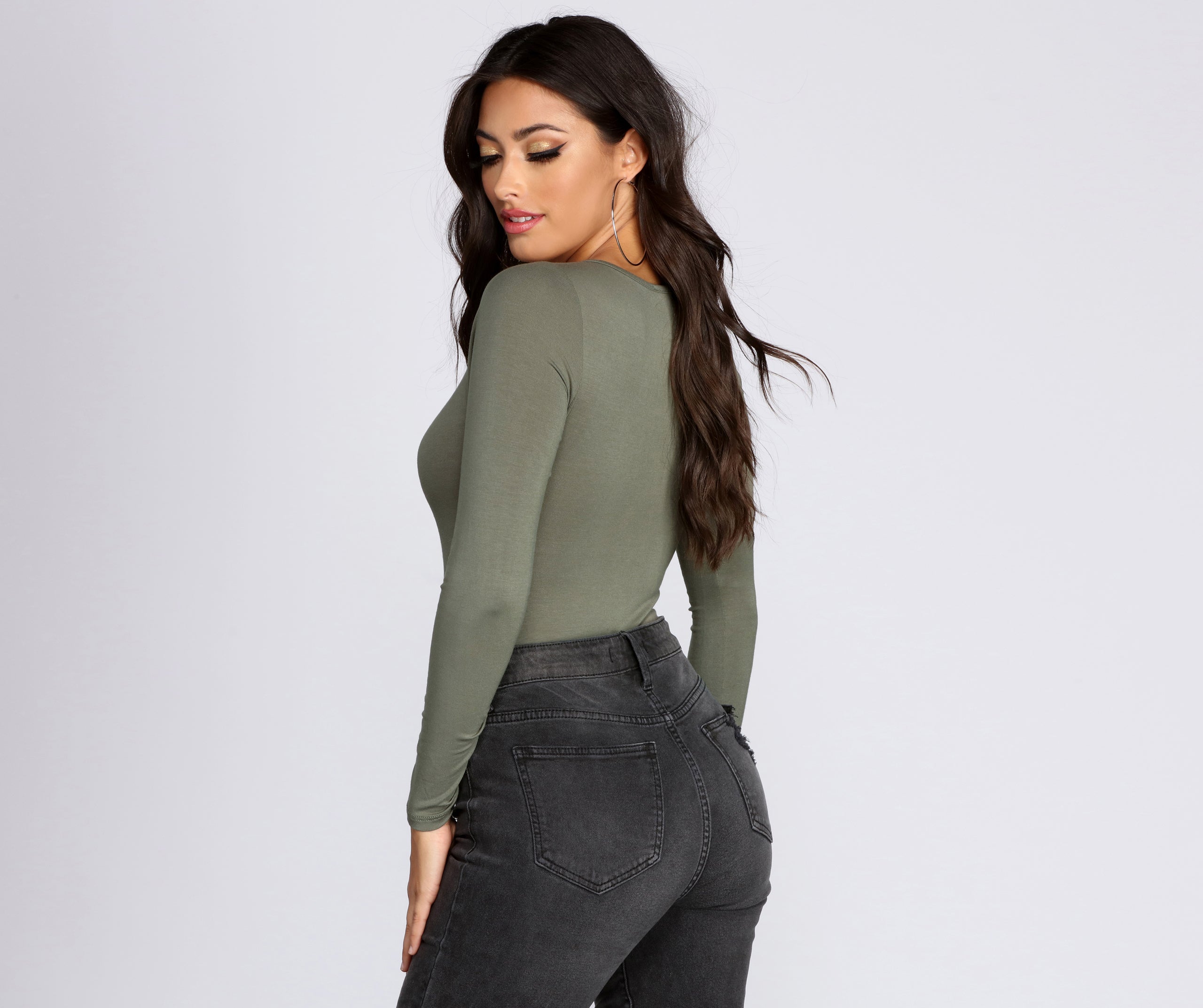 Long Sleeve Notched Bodysuit