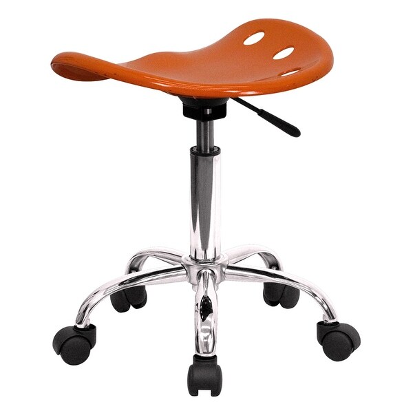 Offex Vibrant Orange Tractor Seat and Chrome Stool - 17''W x 15''D x 20.25'' - 25.75''H