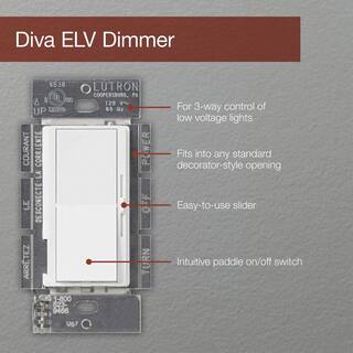 Lutron Diva Dimmer Switch for Electronic Low Voltage 300-WattSingle-Pole or 3-Way Light Almond (DVELV-303P-LA) DVELV-303P-LA