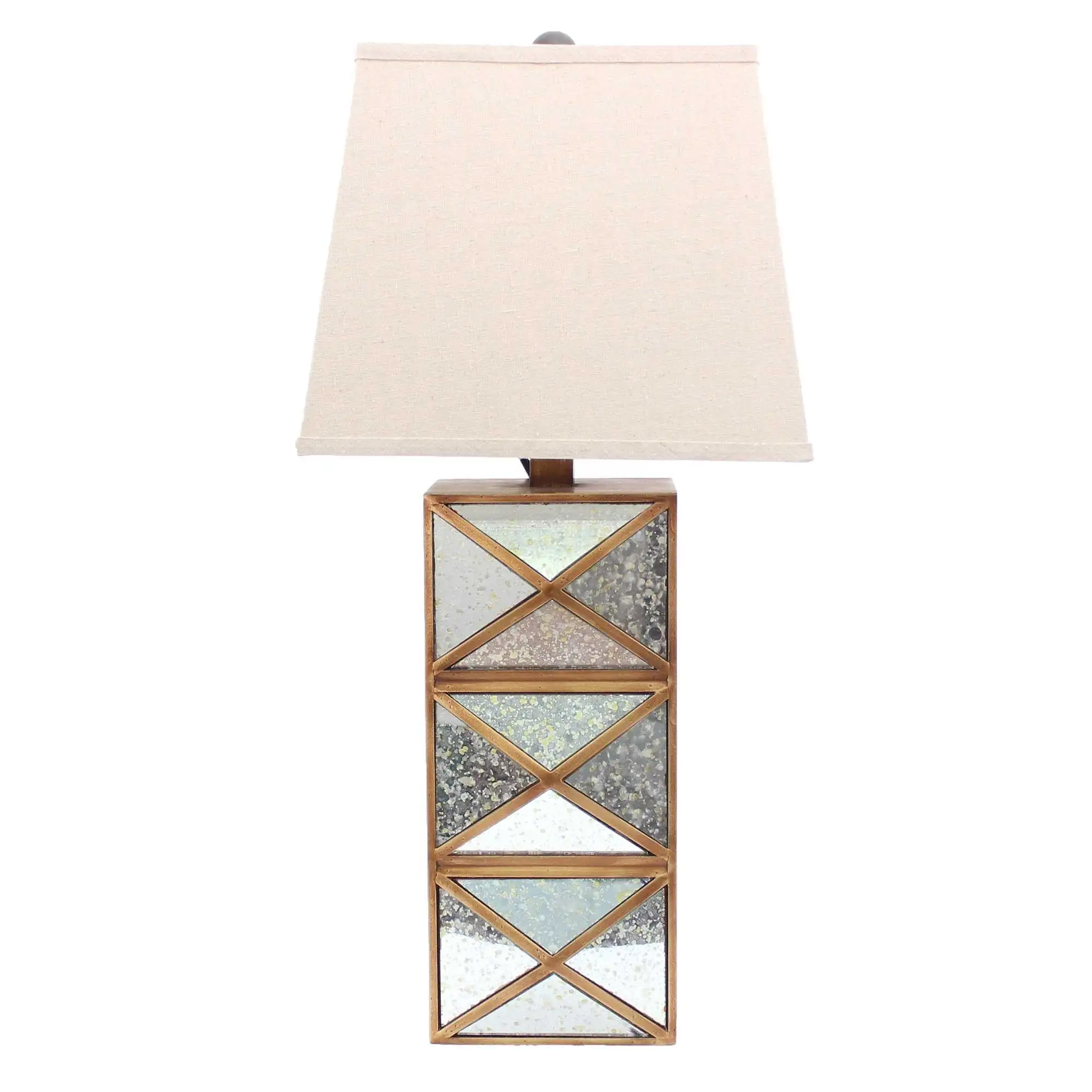 6.25 x 6.75 x 27.5 Gold Modern Illusionary Mirrored Base - Table Lamp - 6.25 x 6.75 x 27.5