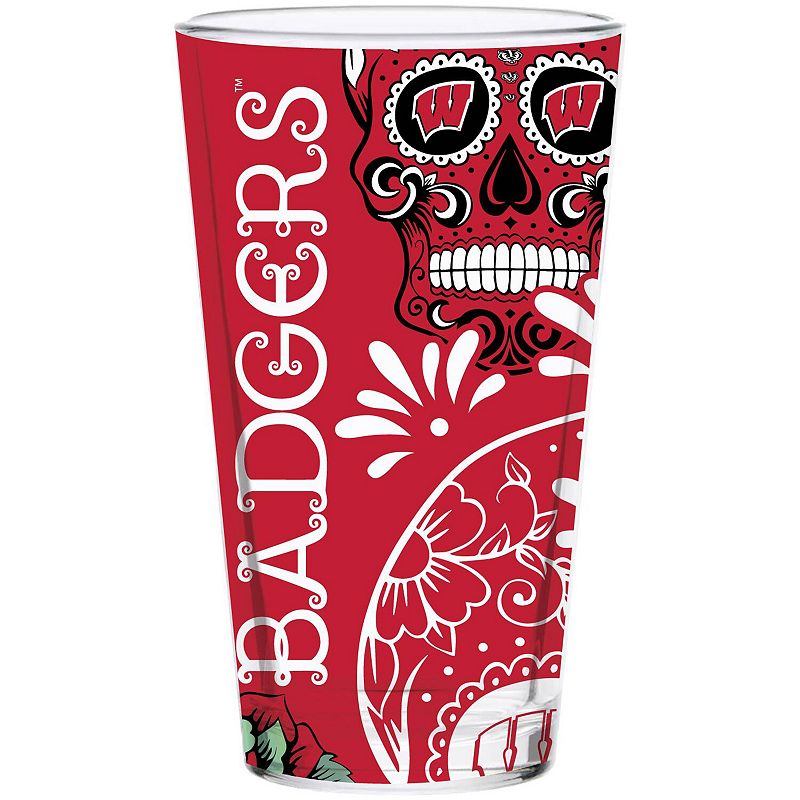 Wisconsin Badgers 16oz. Dia de los Muertos Pint Glass