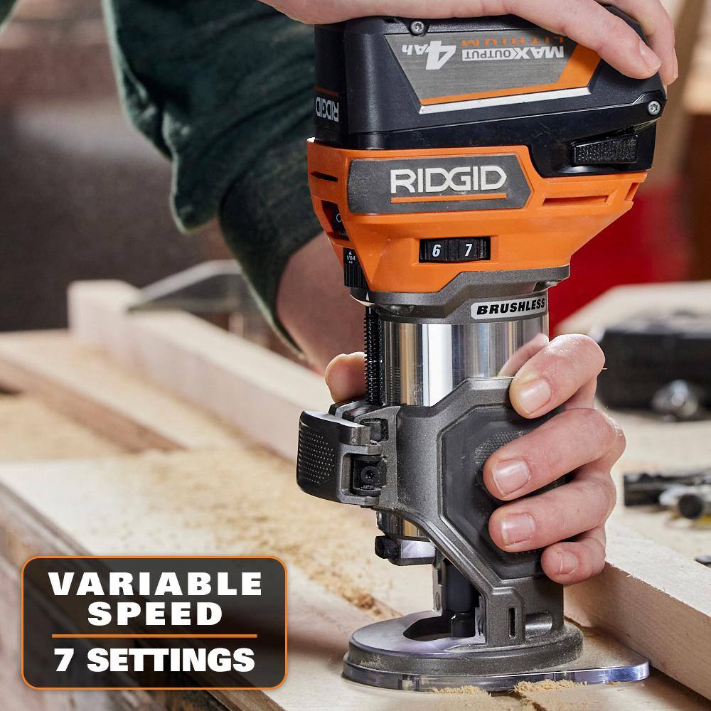 RIDGID 18V Brushless Cordless Compact Router (Tool Only) R860444B