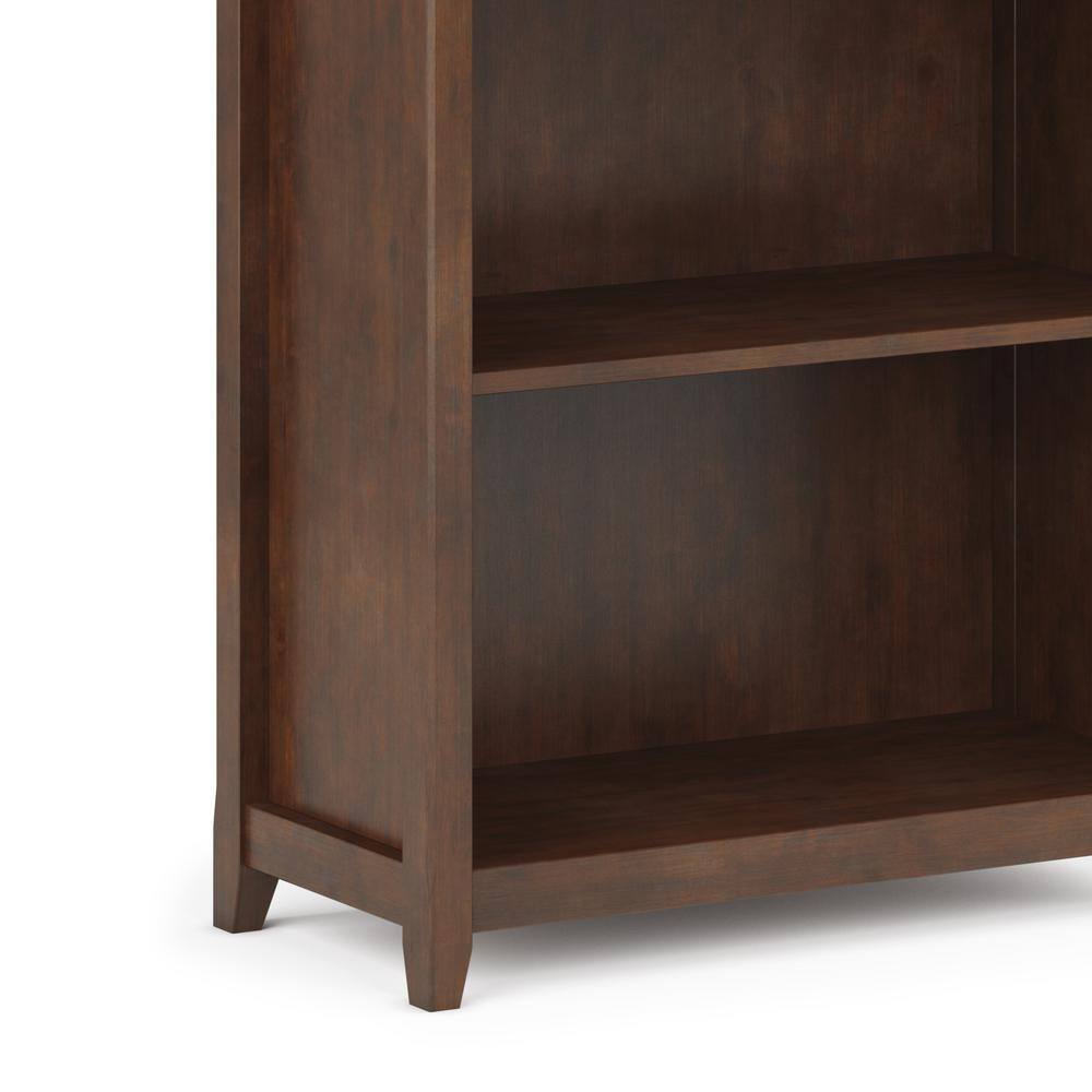 Simpli Home Amherst Solid Wood 70 in. x 30 in. Transitional 5 Shelf Bookcase in Russet Brown AXCAMH09-RUS