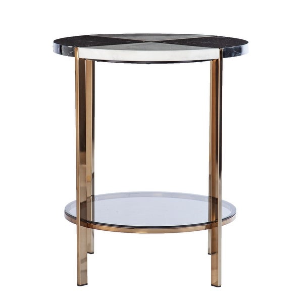 SEI Furniture Camrose Contemporary Black Faux Stone Side Table