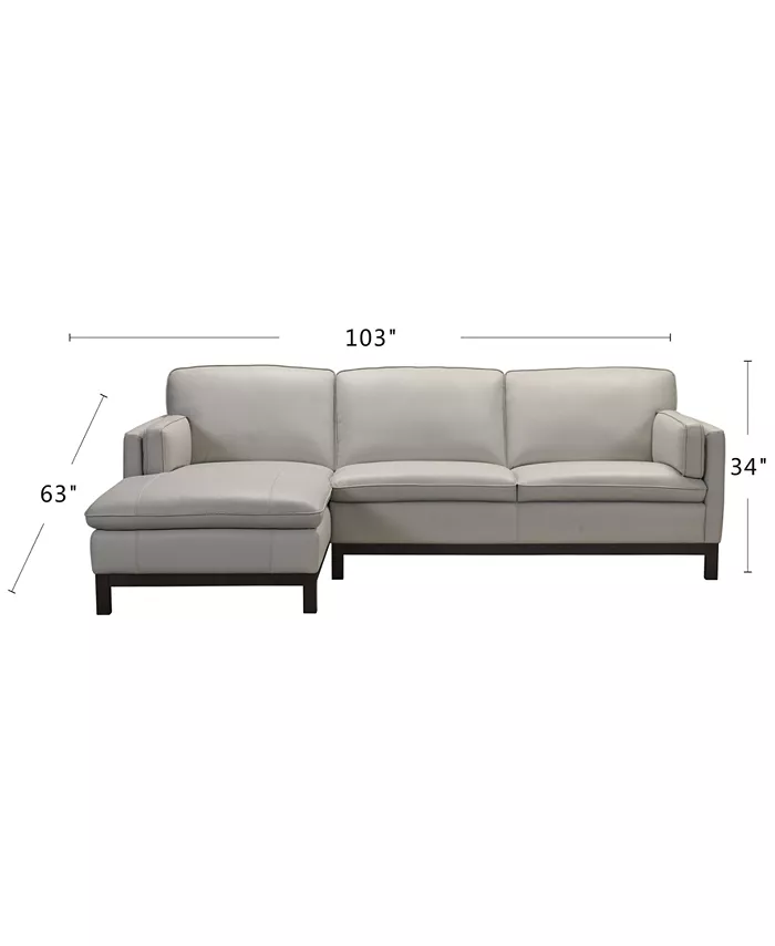 Furniture Virton 2-Pc. Leather Chaise Sectional Sofa