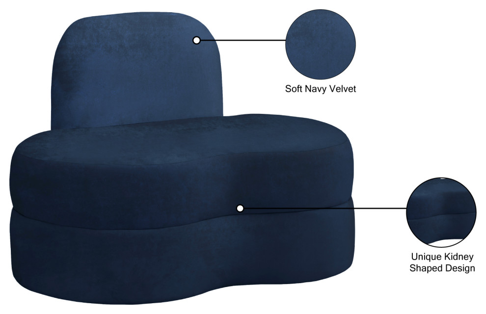 Mitzy Velvet Upholstered  Kidney Shaped Chair   Contemporary   Armchairs And Accent Chairs   by Meridian Furniture  Houzz