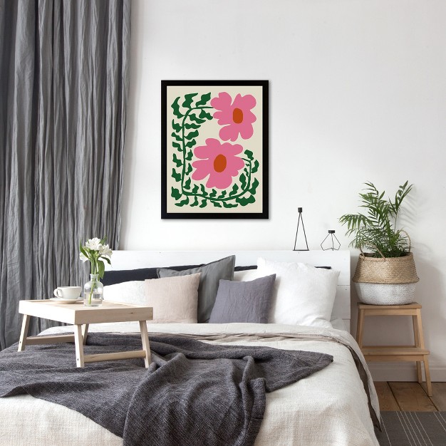 Americanflat Boho Botanical Wall Art Room Decor Fun Fern And Pink Poppy By Miho Art Studio