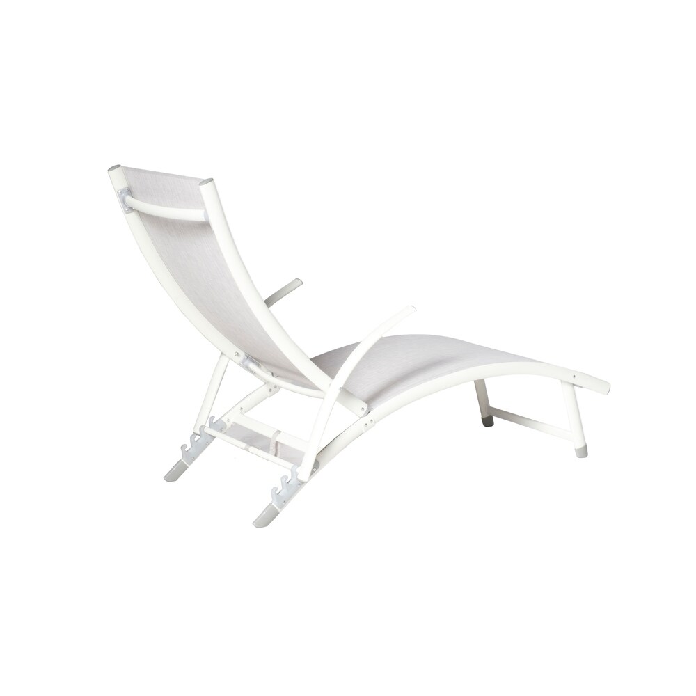 Poolside Aluminum Frame  Adjustable Back Chaise Lounge  Loft White