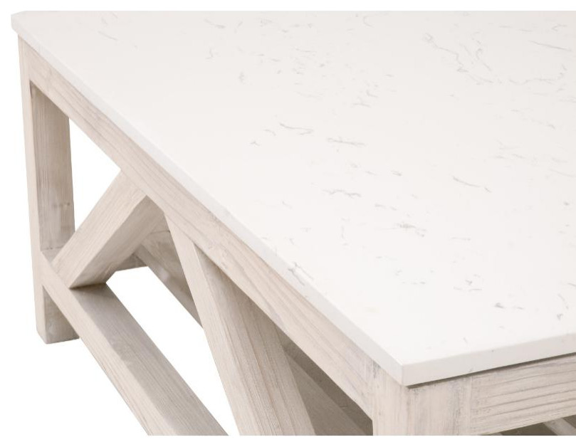 Spruce Square Coffee Table  White Wash Pine  White Quartz   Farmhouse   Coffee Tables   by Sideboards and Things  Houzz