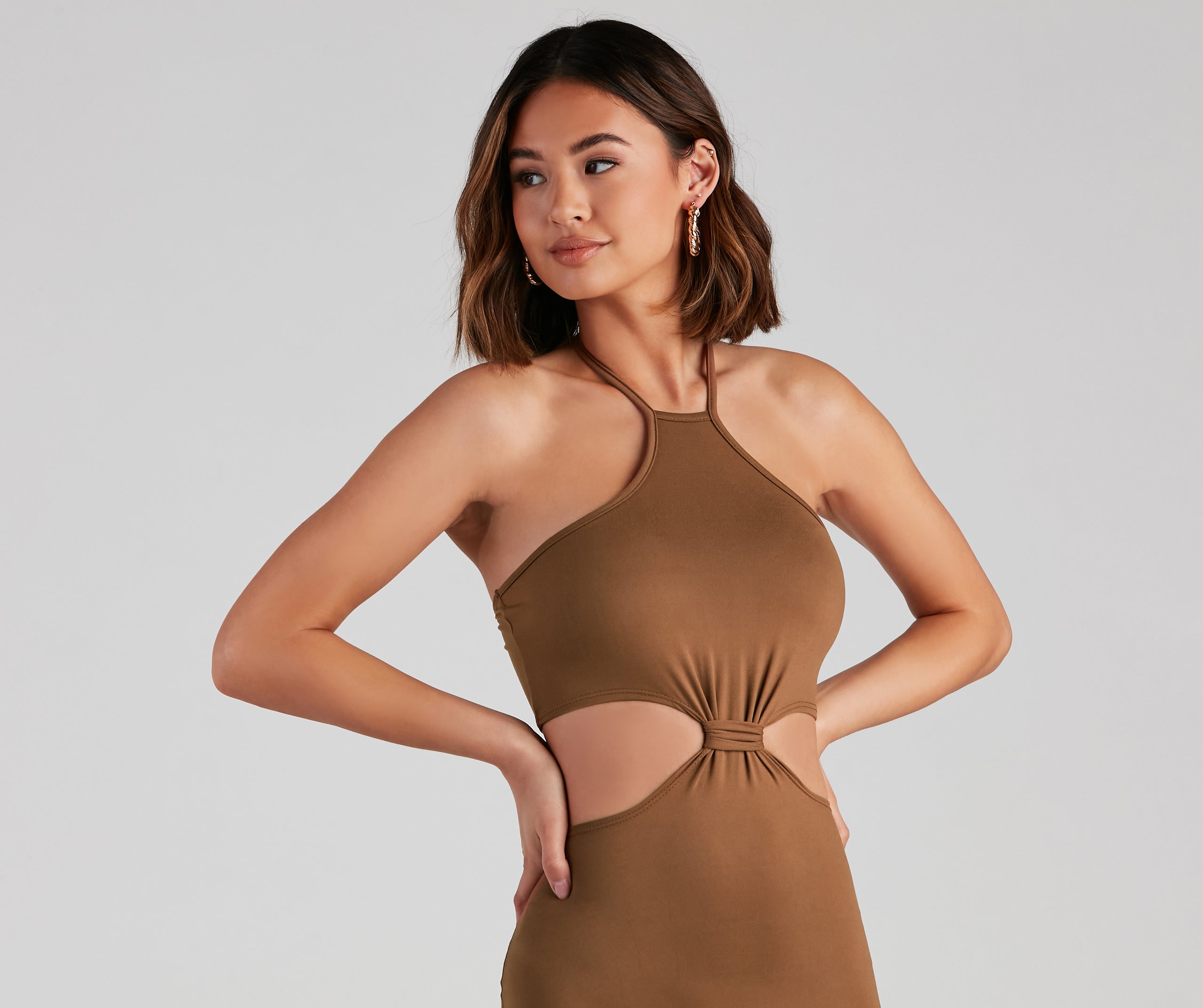 Knott Love Halter Cutout Midi Dress