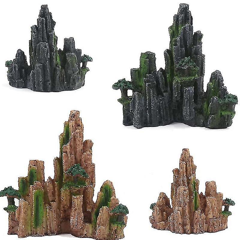 Aquarium Ornament Resin Rockery Artificial Hill Resin Mountain View Rock Decorating Ornament Fish T